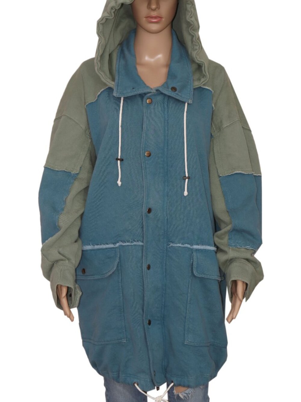 Free People Radio Cardi Hoodie Sweatshirt Jacket Oversized Pocket Drawstring XL - Picture 2 of 8